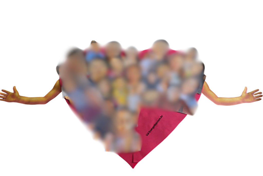 Coração em EVA com as fotos dos evangelizando